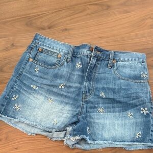 Madewell Embroidered Blue Denim Women Shorts